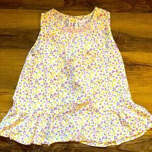 Sunshine Girls’ Sleeveless Top Flowers Yellow Pink Open Back Size 9-10
